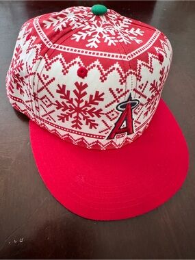 LA Angels Holiday Snowflake Snapback Hat MLB Promotional
